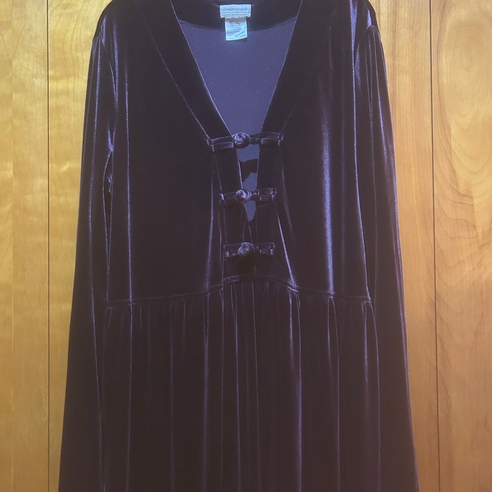 Coldwater Creek Dress Womens XL Dark Purple Velvet Maxi‎ Whimsigoth Goth Witchy - Picture 4 of 9